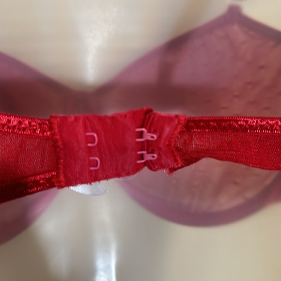 Vintage Bright Red Semi Sheer Mesh Underwire Unlined Bra No Brand - Picture 14 of 15